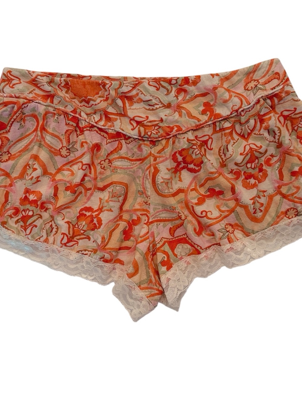 Anthropologie Floral Lounge Sleep Shorts XS Boho Lace Trim